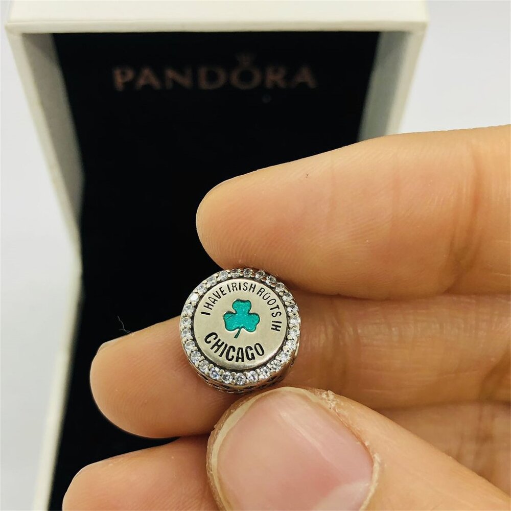 ✨🔥Pandora Chicago I Have Irish Roots Ih four-leaf clover Exclusive Charm - Picture 4 of 6